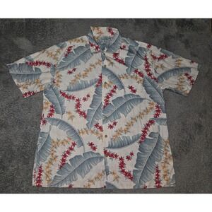 Batik Bay Reverse Print Hawaiian Shirt Mens XL Floral Palm Leaf Aloha Beach EUC